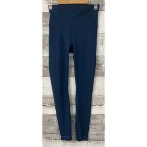 Lululemon Yoga Pants Leggings Women 6 Blue Athleisure Zipper Back Pocket Active